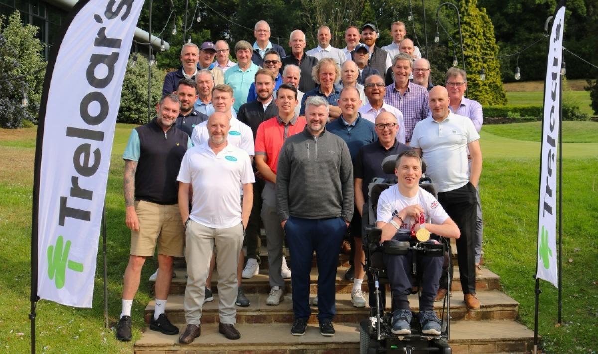 Group photo of the Treloar's Charity Golf Day with special guest David Smith OBE