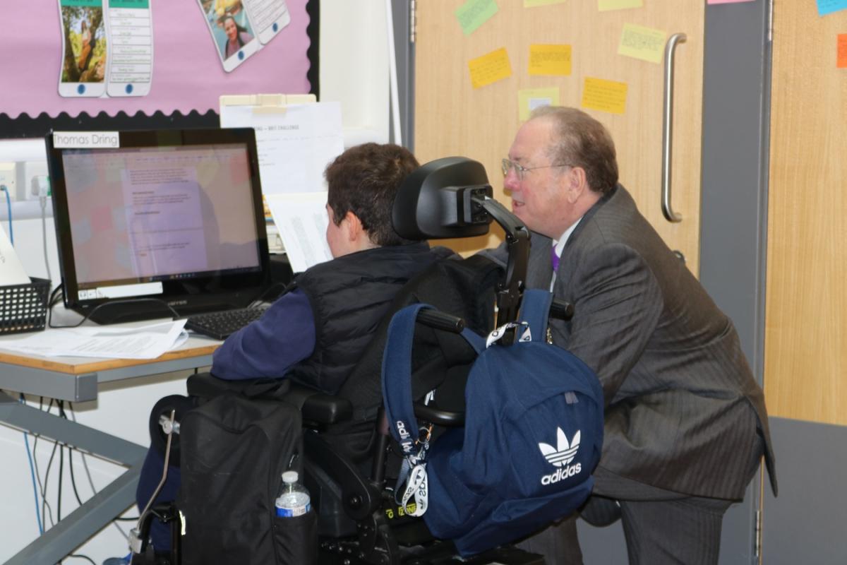 The Lord Mayor Michael Mainelli with a Treloar College student