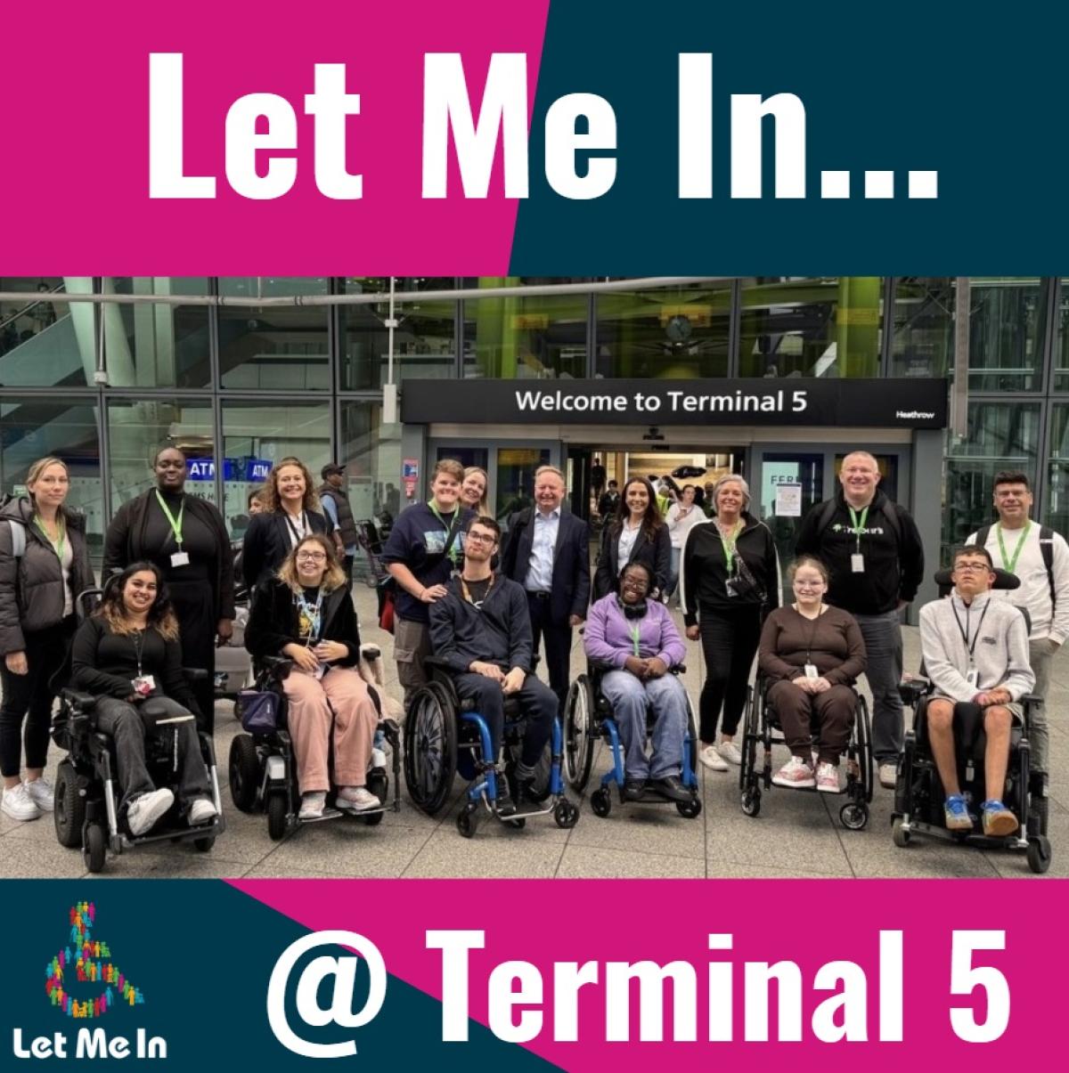 Let Me IN team pose outside Terminal 5 at London Heathrow airport