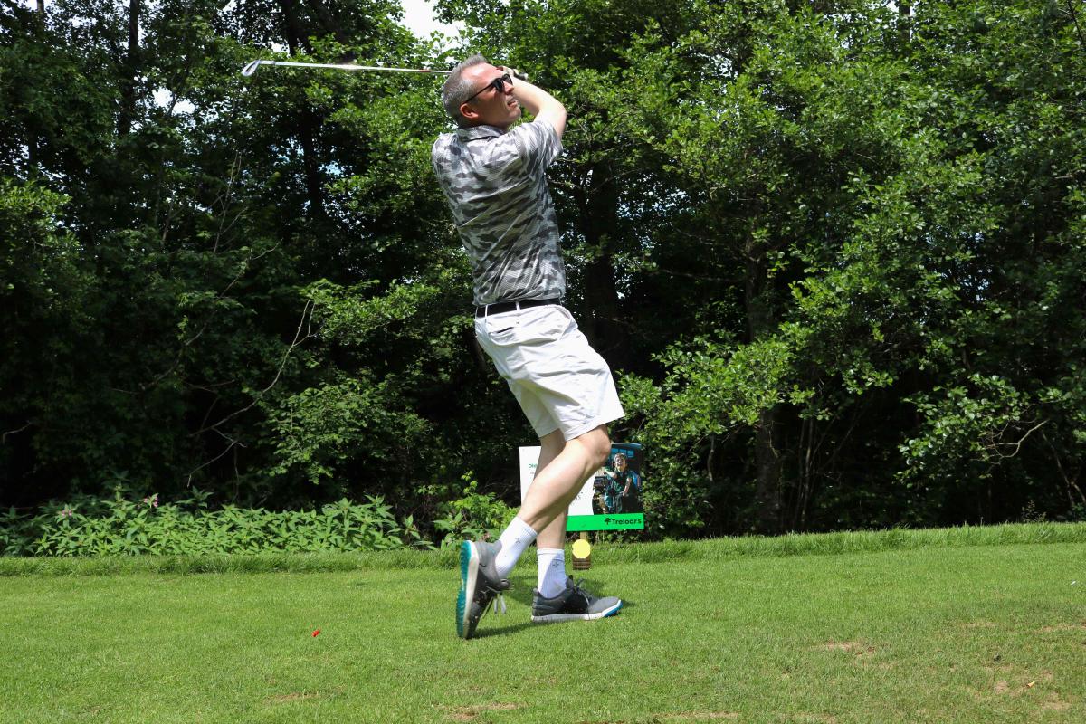Golfer taking a shot