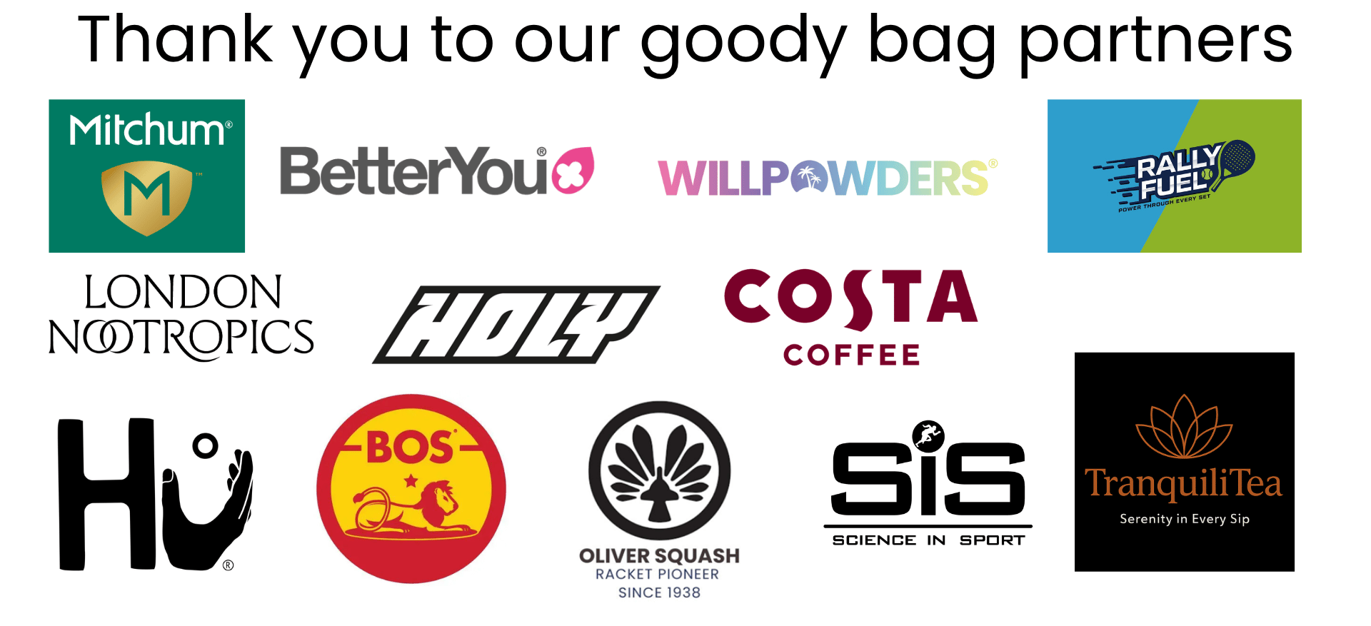 Thank you to our goody bag partners