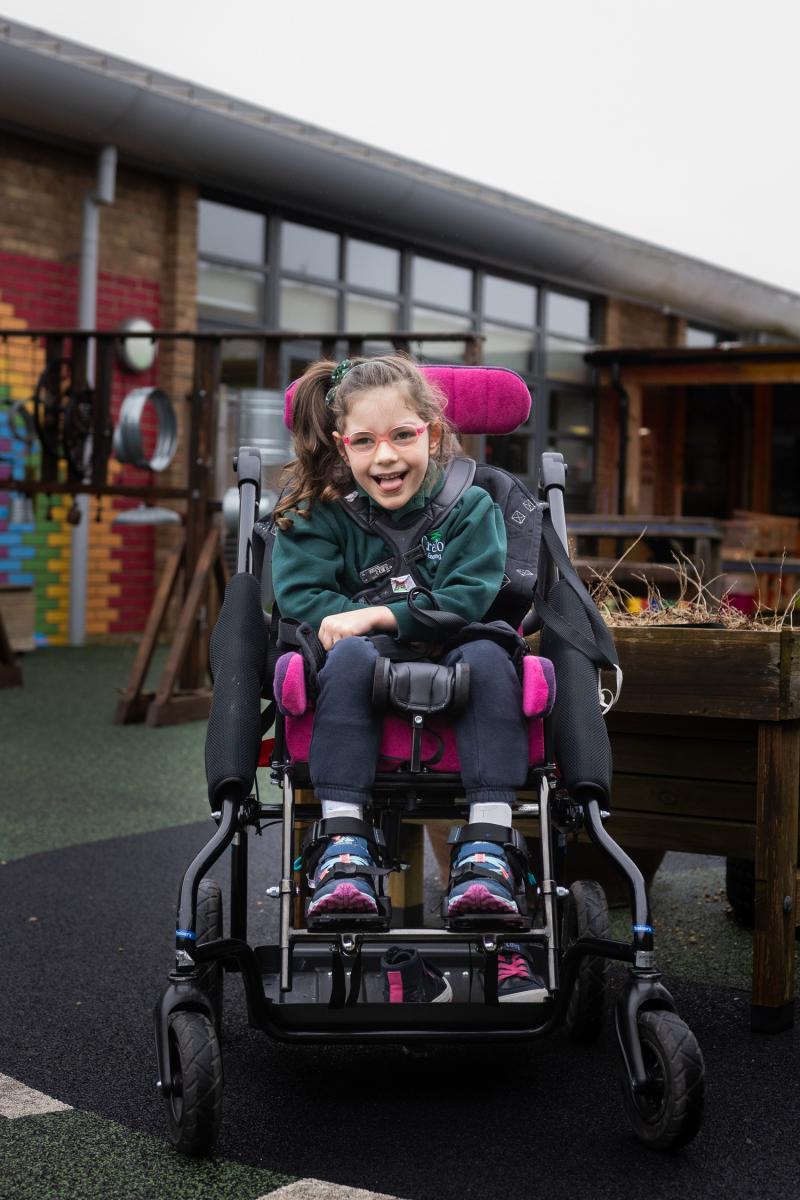 Treloar student Natalie in the Primary Playground