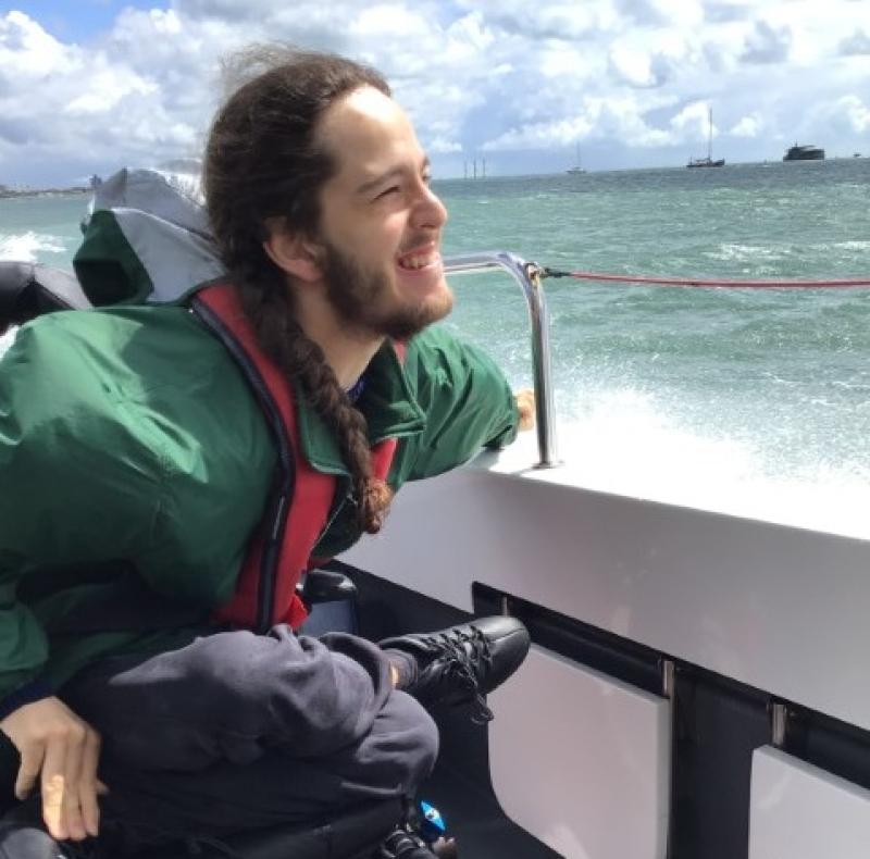Student enjoying Wet Wheels Power boat experience on the Solent