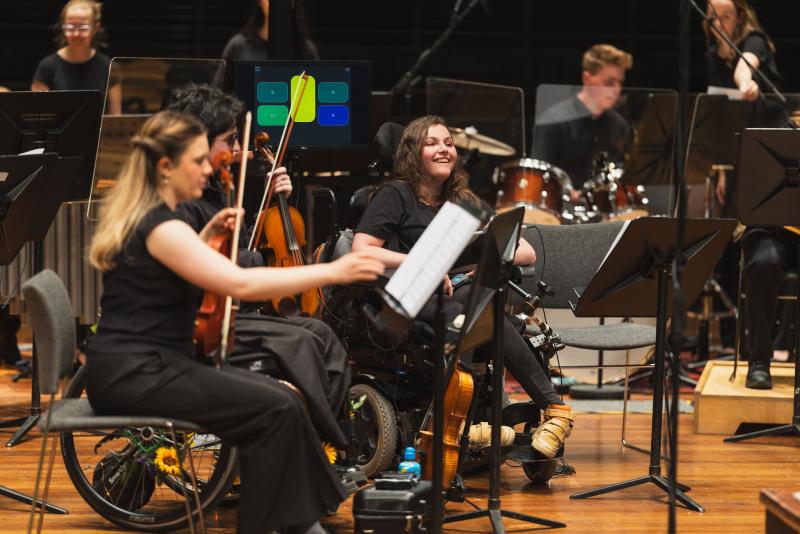 National Open Your Orchestra musicians performing together with violin and Clarion players