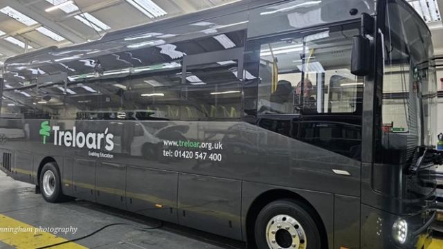 Treloar's electric bus in the Mellors factory