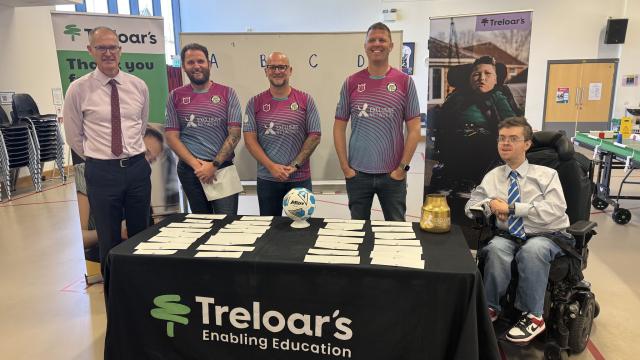 Treloar's CEO Martin Ingram, with Exclusive Networks team Rob Tomlin, Matt Paynter, Ben Turnbull taking part in the Charity Football tournament draw