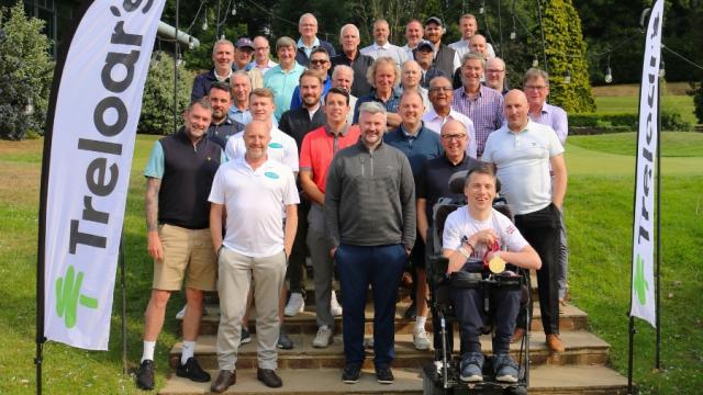 Group photo of the Treloar's Charity Golf Day with special guest David Smith OBE