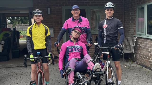 Marriage family cycling challenge group portrait