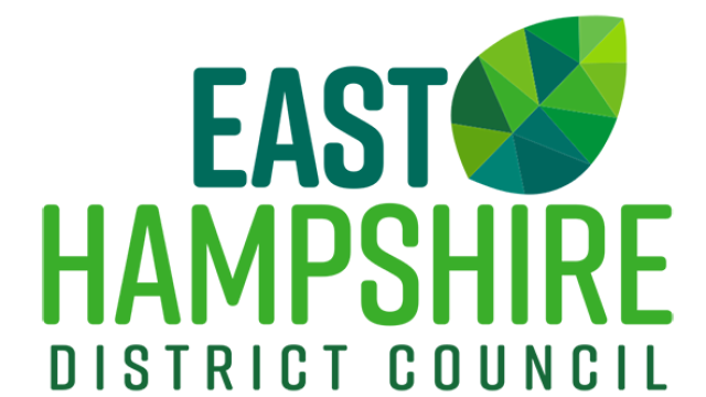 East Hampshire District Council logo text with a graphic leaf symbol
