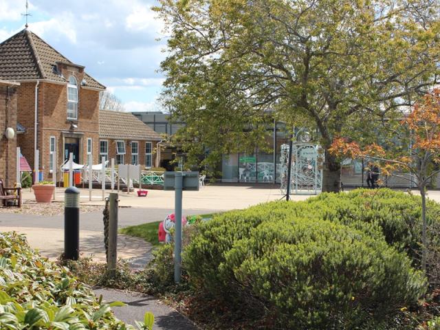 Treloar's piazza looking towards main building and Jowett Centre