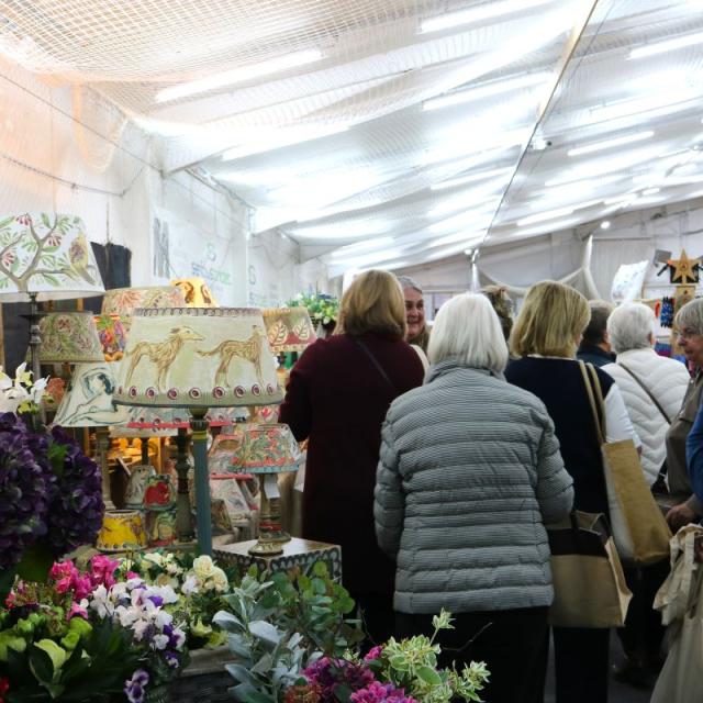 Stalls and shoppers at The Dummer Fair