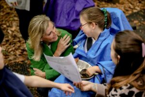 HRH The Countess of Wessex with Elin in Forest School