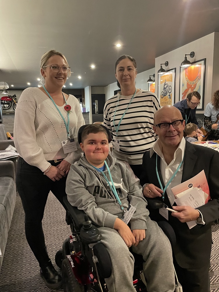 Harry Hill patron of Action Duchenne attending annual conference with Treloar College student