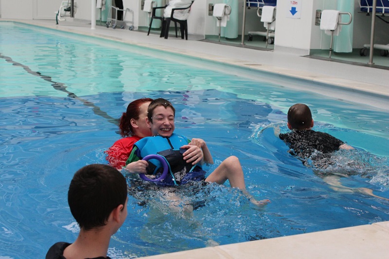 Day of Disability Sports at Treloar's: students in the pool