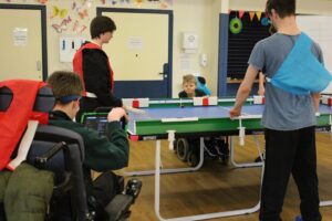 Day of Disability Sports at Treloar's: students playing table cricket